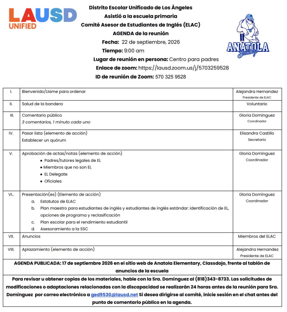 Agenda Spanish